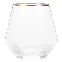 260 мл уникальная Шестигранная форма, прозрачная стеклянная чашка для виски, вина, пива, кружка, аксессуары для бара, чашка с золотыми краями