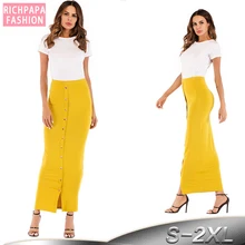 Размера плюс Faldas Mujer Moda Весна Абаи мусульманское длинное Высокая Талия Кнопка облегающая юбка Jupe юбки Ropa Костюмы