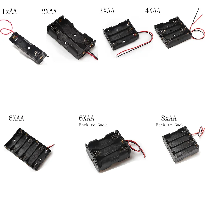 DIY New 1 2 3 4 6 8 Slots AA Battery Case Box AA LR6 HR6 Battery Holder Storage Case With Lead Wire Bateria Protection Container