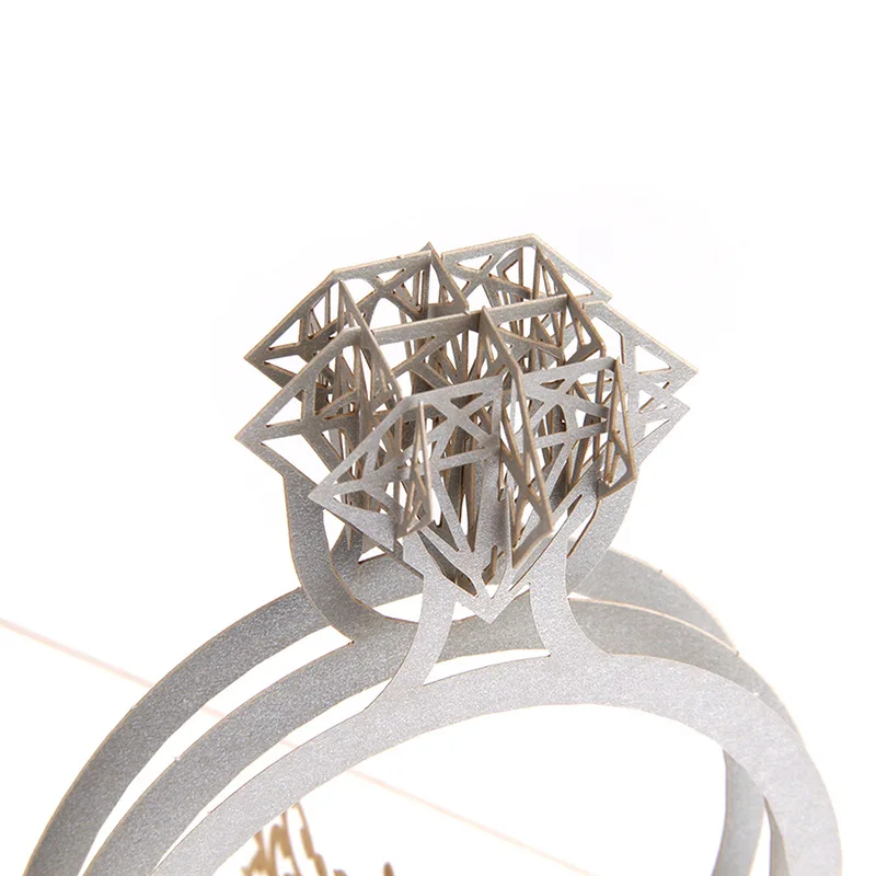  Wedding Invitations Cards 3D Pop Up Ring Card Cardboard Ring Wedding Birthday Christmas Laser Cut I - 33043394798