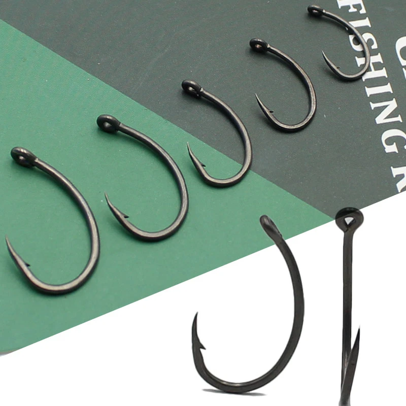 30PCS Hook Carp PTFE Coating Carp Hooks High Carbon Steel Matte Black