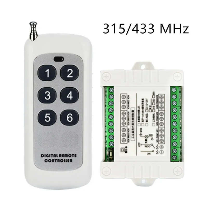 1000m DC 12/24V Relay Remote Switch Wireless RF Remote Control Switch 6  Channel Relay Module 433/315Mhz Transmitter Receiver Kit - AliExpress