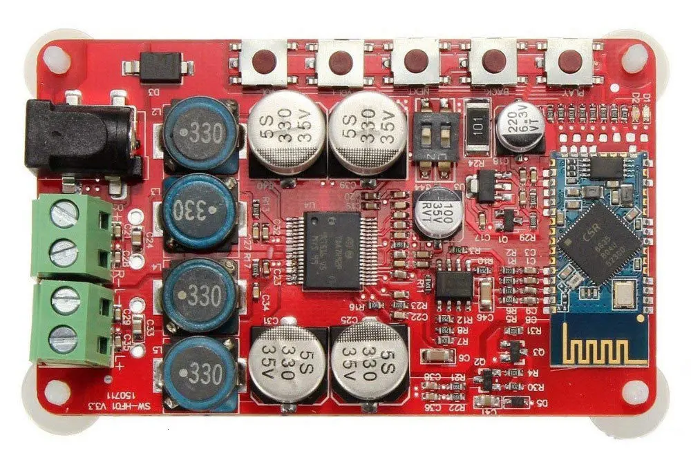 Tda7492p 50 Вт X 2 Цифровой усилитель плата Csr8635 Bluetooth 4,0 чип Bt аудио приемник усилитель плата модуль части красный синий - Цвет: Red