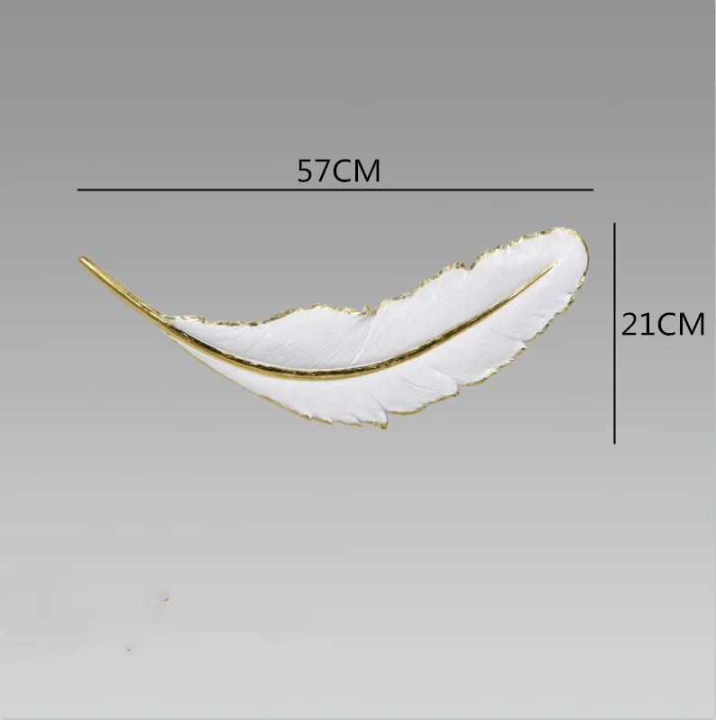 Креативные скандинавские смолы золото перо настенное крепление Украшение Современный домашний фон навесные Декорации для стен детская комната - Цвет: 57x21cm