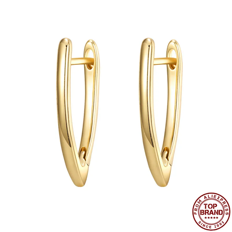2-gold color Серьги-гвоздики INALIS, хит, Роскошные, v-образная форма, Золотой/Серебряный/розовое золото, 5А, кубический цирконий, серьги-гвоздики для женщин, ювелирное изделие, подарок - Окраска металла: 2-gold color
