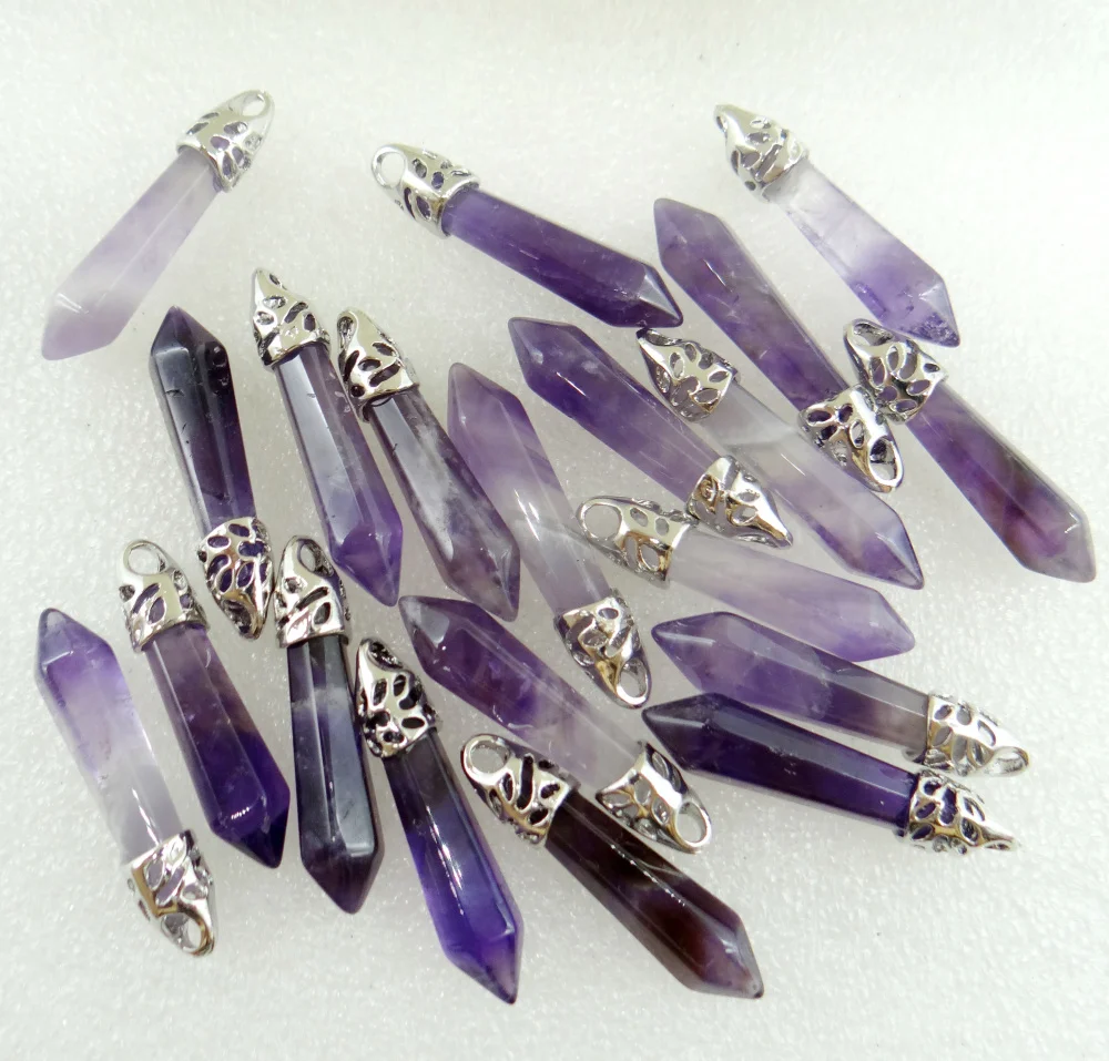 38*8MM Natural stone Quartz crystal amethysts Unakite Mix pillar chakra Pendant Jewelry making necklace for men woman 20pc | Украшения и