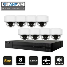 Anpviz 8CH H.265+ NVR 5MP наружная безопасность POE IP купольная камера CCTV система комплект аудио запись ip-камера видеонаблюдения NVR комплект