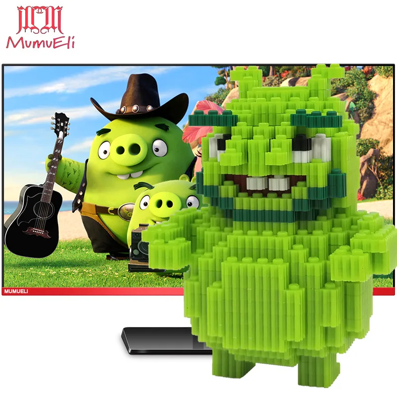 Kit no box MUMUELI Angry Birds Leonard 1000-1500 штук DIY игра фигурка 3D модель набор блоков детская головоломка дети строительные игрушки из полимера KL-LZF - Цвет: Kit no box