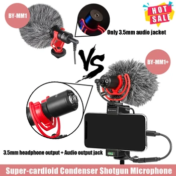 

BOYA BY-MM1/BY-MM1+ Cardioid Microphone Super-cardioid Condenser Shotgun Youtube Vlogging Microphone for DSLR Camera Smartphone