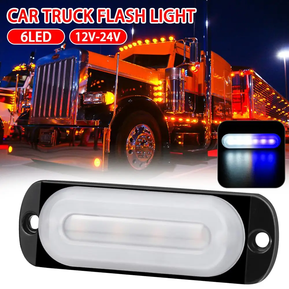 2Pcs 4LED Car Truck Emergency Beacon Warning Hazard Flash Strobe Light Bar Amber
