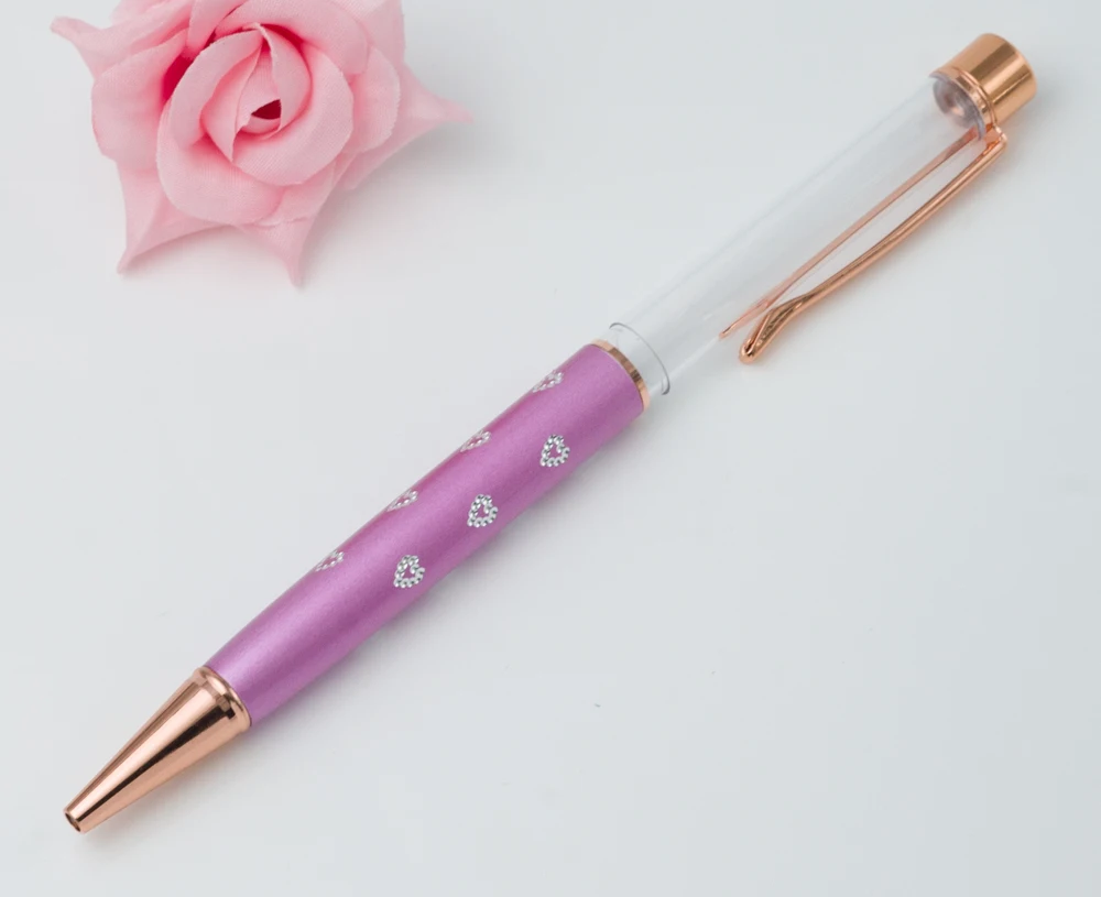 3 Lightpurple DIY Сердце шаблон свадебный подарок DIY ручка Мода DIY пустая ручка медная пустая трубка шариковая ручка - Цвет: 3 Lightpurple