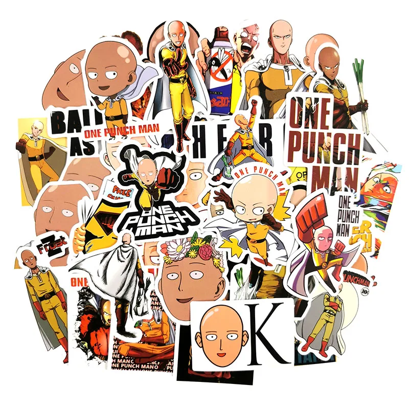 50 шт. наклейки ONE PUNCH-MAN для сноуборда, ноутбука, багажа, автомобиля, холодильника, сделай сам, стильный виниловый декор, пегатина, лысая голова, детская игрушка