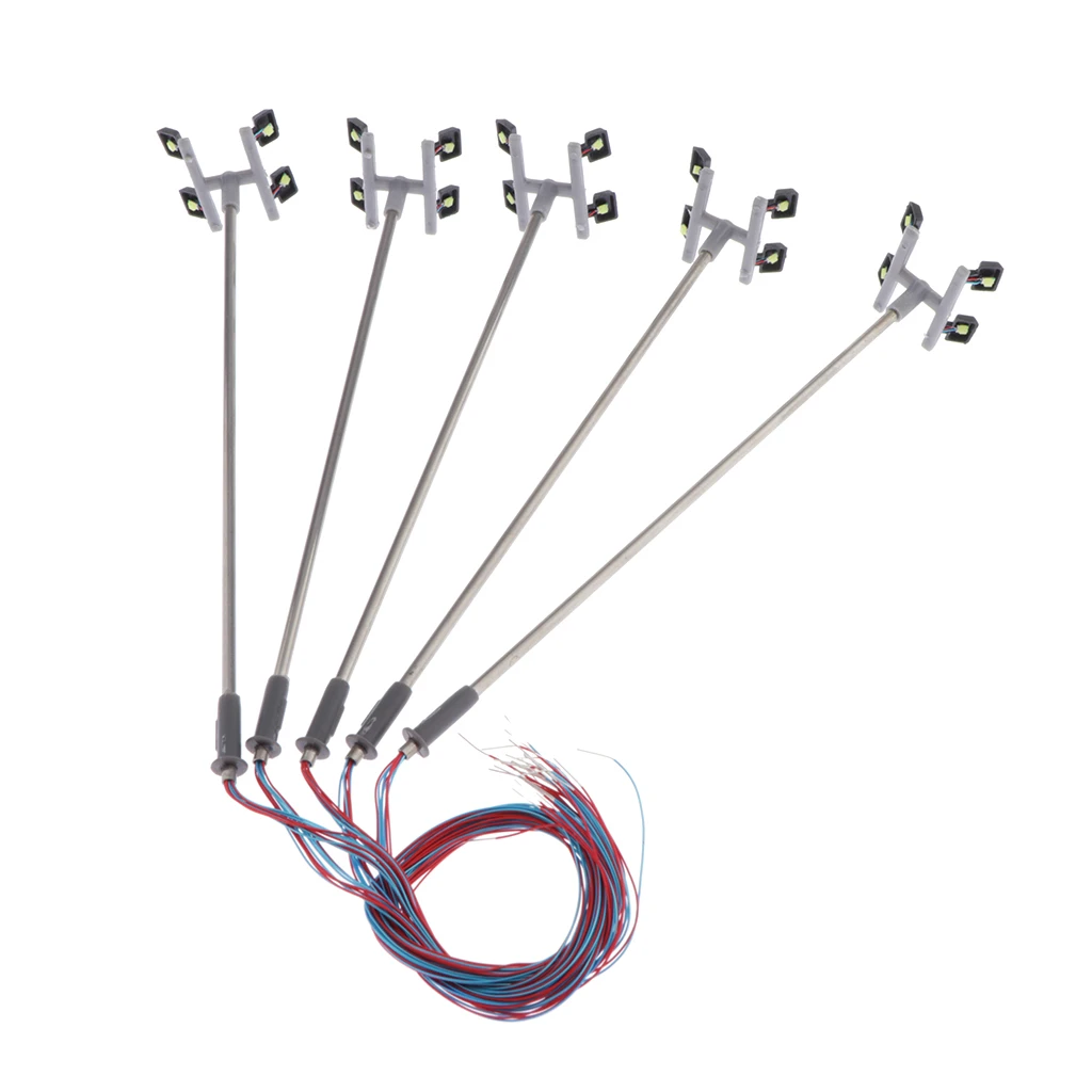 5 Pieces Model Railroad Train Lamp Posts Leds - Mini Landscape Court Street Lights HO Scale 1:87