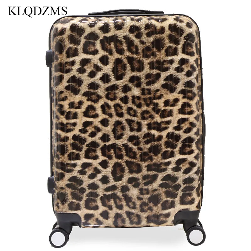 KLQDZMS 20"24"28"inch Fashion trolley suitcase zebra Leopard Print