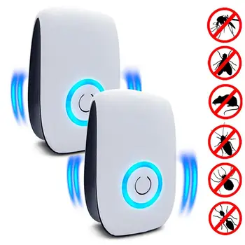 

2Pcs Electronic Ultrasonic Pest Control Mosquito Repellent Insect Mice Repeller Repeller Device Insect Rats Spiders Mosquito Kil