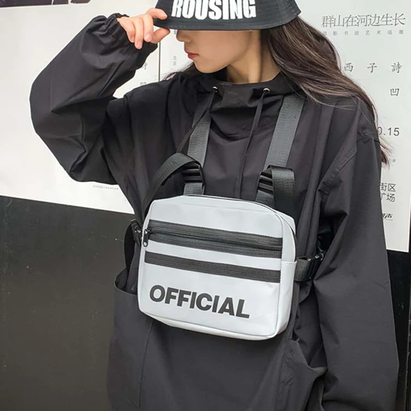 Женские трендовые нагрудные сумки светоотражающий жилет хип-хоп Уличная нагрудная сумка дамская поясная сумка мужская тактическая нагрудная сумка женская
