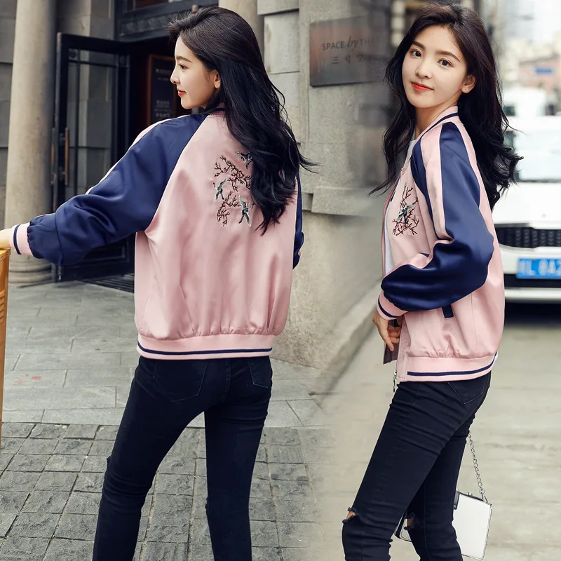 

Cropped Jacket 2018 Autumn Long Sleeve Slimming Slim Fit Trend Simple Cool Zipper Pocket