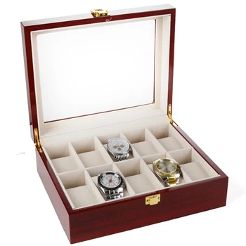 

Counters Display Stand Jewelry Storage Wooden Glass With Lock Organizer Gifts Box Case Solid Non-Slip Vintage Home Watch Box