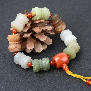 

Genuine hetian jade bracelet hand-carved unique lotus jadite jade beads bracelets for men women jade jewelry christmas bracelet