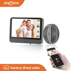 Campainha com câmera olho mágico e monitor sem fio, wi fi, 4.3 '', suporta detecção de movimento, aplicativo em celular, controle remoto