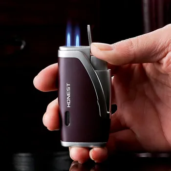

HONEST 2 Jet Flame Metal Cigar Lighter Butane Cigarette Torch Arc Lighter Lighter Gadgets For Gifts