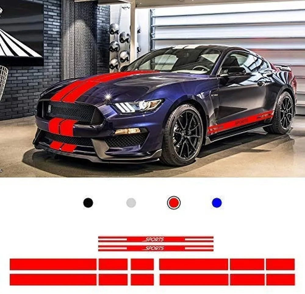 Наклейка на крышу гоночного кузова с боковой полосой юбки наклейка для Ford Mustang 2015