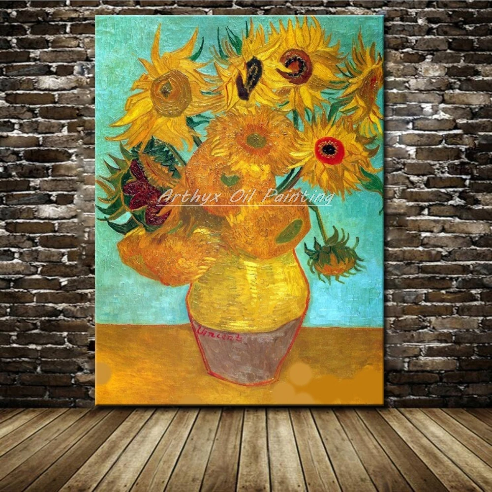 Картина маслом на холсте Подсолнух Винсента Ван Гога 12 цветов|picture painting|painting