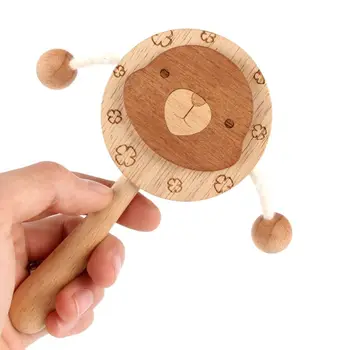

Infants Bathing Gift Baby Newborn Rattle Creative Practical Cute Cartoon Wooden Bite Chew Toy Fine Handle Hand Bell Fun