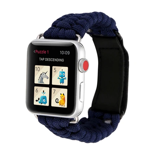 Navy blue Ремешок для apple watch, ремешок 42 мм, 38 мм, версия apple watch 4 браслет 44 мм 40 мм наручных часов iwatch, 4/3/2/1 для путешествий нейлоновый зонтик ремень - Цвет ремешка: Navy blue