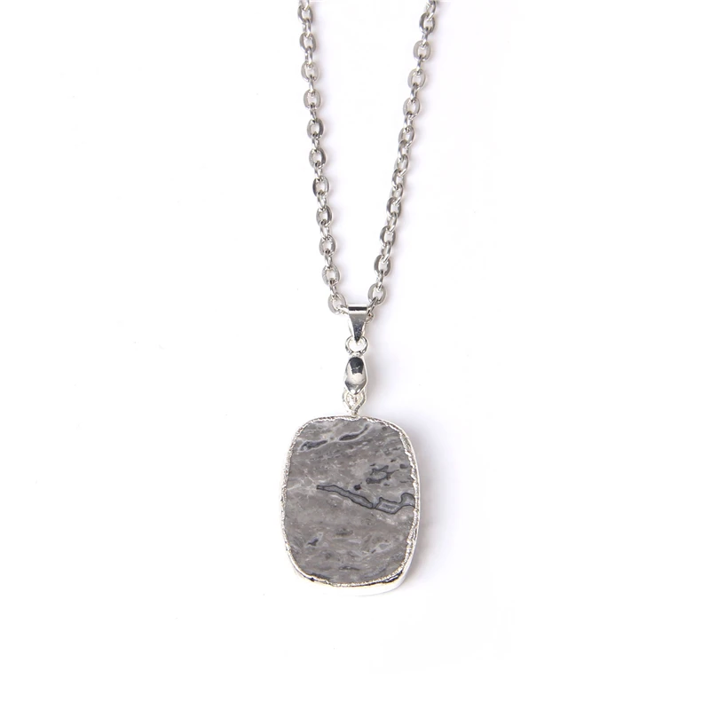 Blue black pink Natural druzy quartz crystal agates gem stone necklace metal chain men women necklace jewelry gift wholesale - Image 4