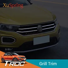 Voor Vw T-Roc Troc 2017 2018 2019 2020 2021 Auto Front Midden Billet Grille Mesh Horizontale Trim Styling garneer Streep Stickers