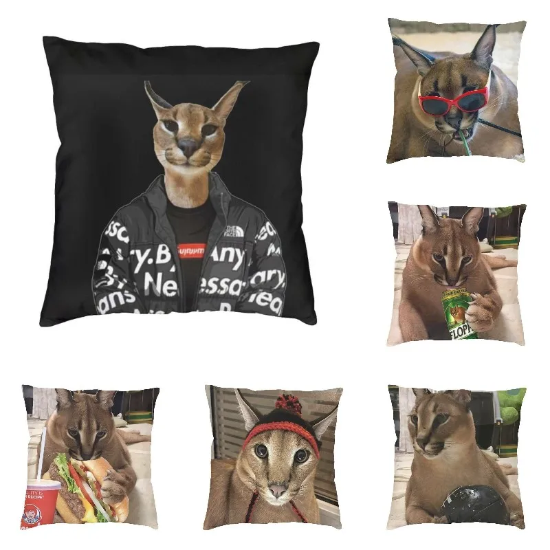 

Soft Zabloing Cat Throw Pillow Cover Home Decor Custom Floppa Caracal Cushion Cover 45x45cm Pillowcover for Living Room