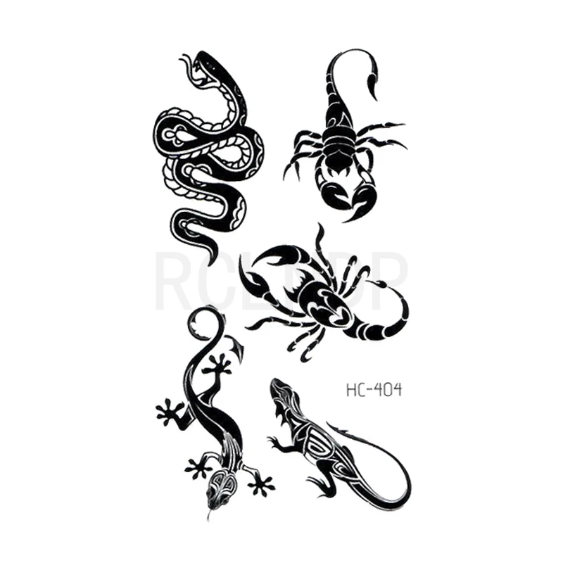 Waterproof Temporary Tattoo Sticker Snake Scorpion Gecko Animal Design Flash Tatoo Fake Tatto Hand Arm Body Art for Women Man | Красота и
