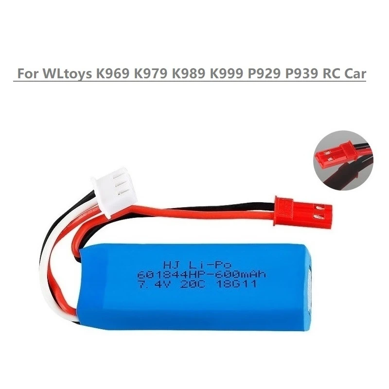 1 10 шт. 7 4 в 600 мАч литий полимерный аккумулятор для WLtoys K969 K979 K989 K999 P929 P939 Запчасти