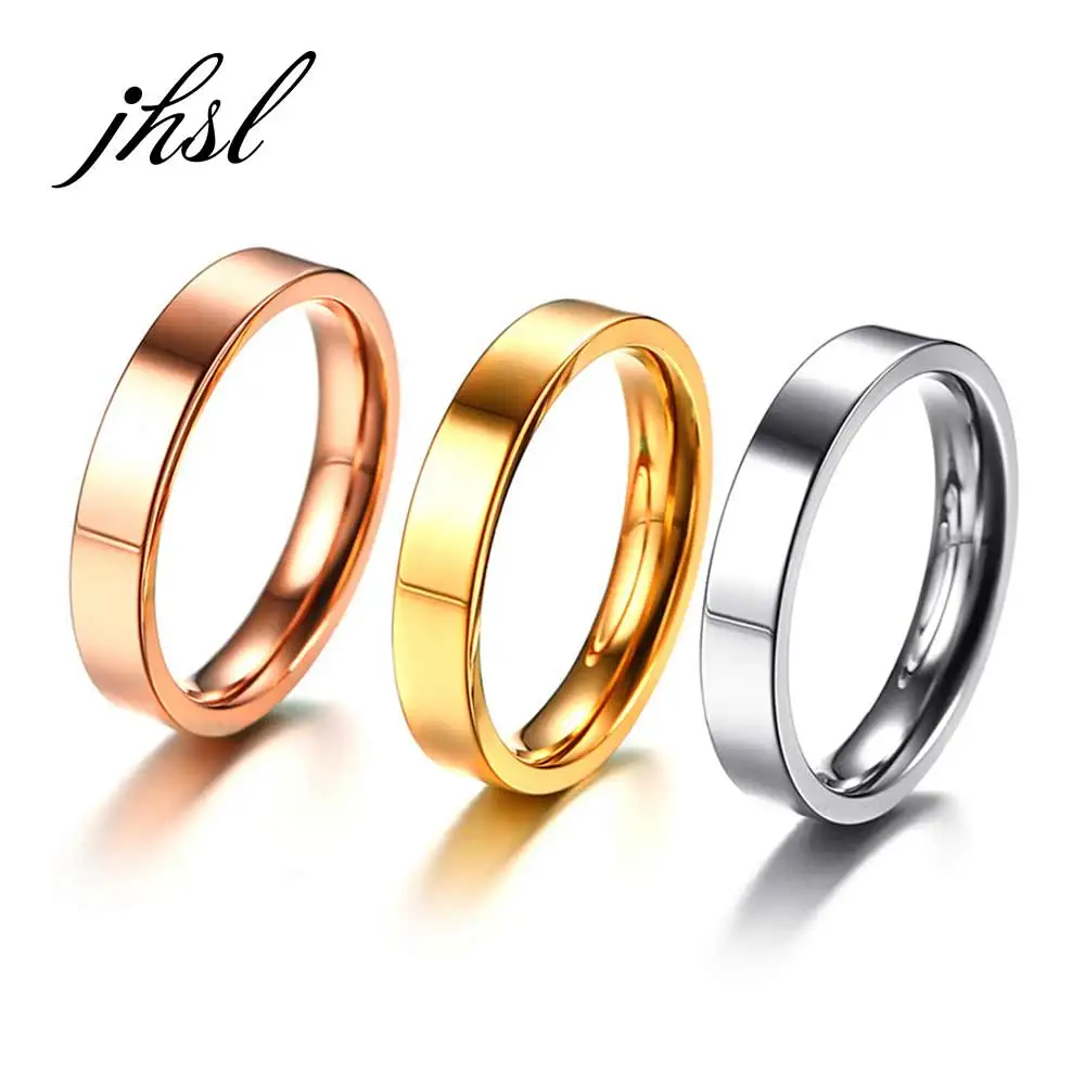 Модные женские обручальные кольца JHSL 4 мм simplefashion из нержавеющей стали цвета