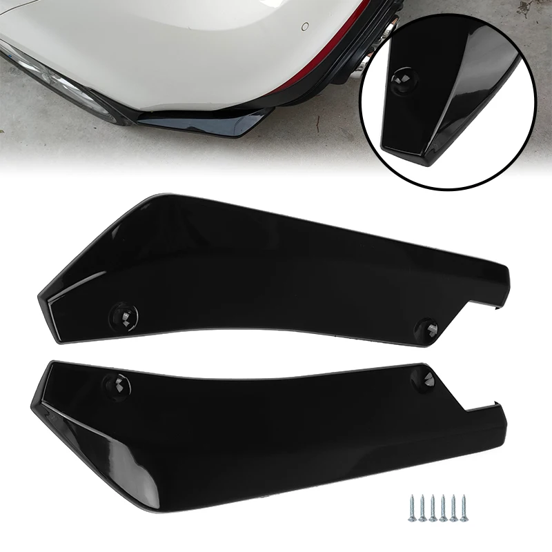 

2pcs Glossy Black Car Rear Bumper Lips Shovels Diffuser Splitter Protector DIY Accessories Moulding