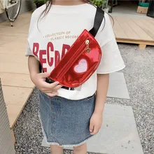 Новые поясные сумки для детей из искусственной кожи с узором в виде сердца, вместительные Детские поясные сумки для девочек, банановые сумки для девочек на плечо