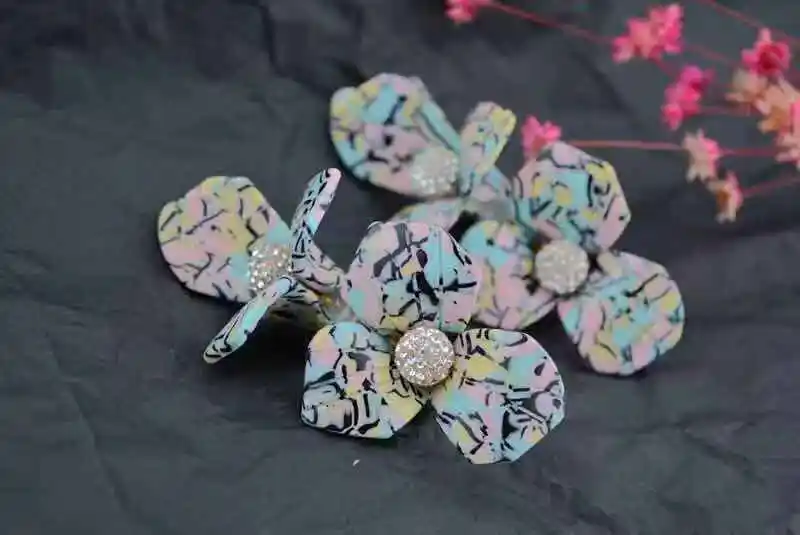 High Quality Luxury Resin Double Flower Womens Clip Earring Jewelry For Party