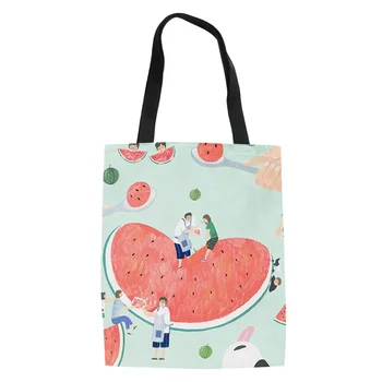 

Fruit Tote Bag Canvas Unisex Fashion Travel Storage Bag Funny Shopping Tote 2020 New Arrival Cartoon Fruit Print Bolsa Compra