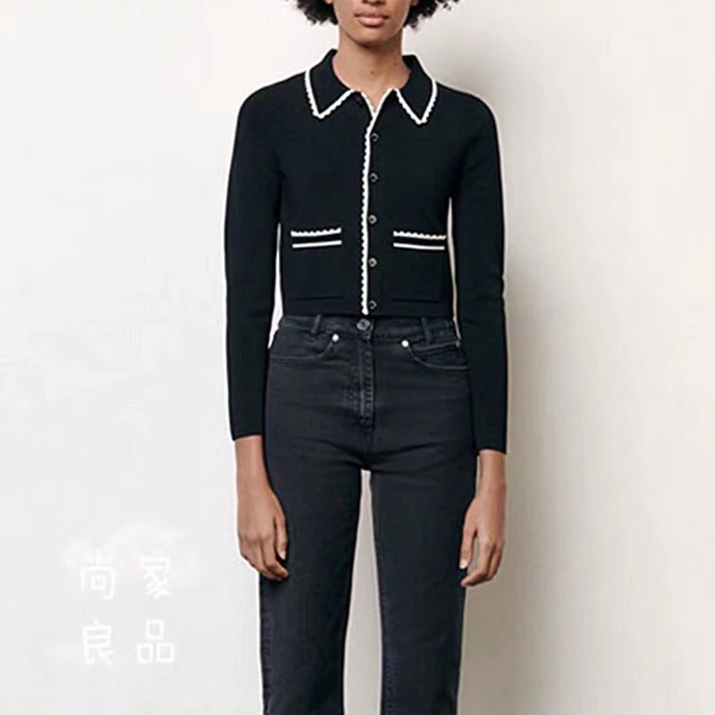 

2020 Spring and Summer New Aristocratic Temperament Short Lace Embroidery Line Women's Knit Tops