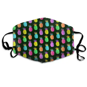 

Colorful Pineapple Washable Reusable Mask, Cotton Anti Dust Half Face Mouth Mask For Kids Teens Men Women With Adjustable Ear