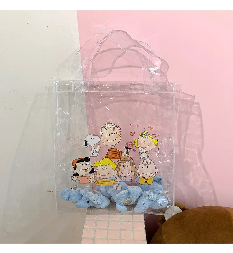 

Clear Bag for Women PVC Handbag Women's Lady Cute Shopping Bag Transparent Shoulder bag Lady Femme Cartoon Printings Bag Tote