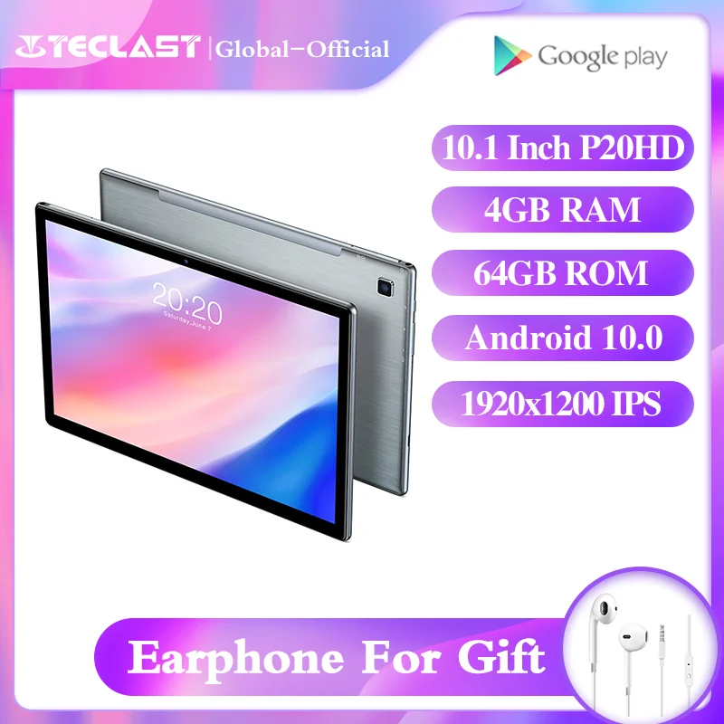 Teclast P20HD tablet 10,1 pulgadas Octa core A55 Android 10,0 4GB de RAM 64GB ROM 1920x1200 IPS 2.5D contacto cuerpo de BDS + GPS 6000mAh