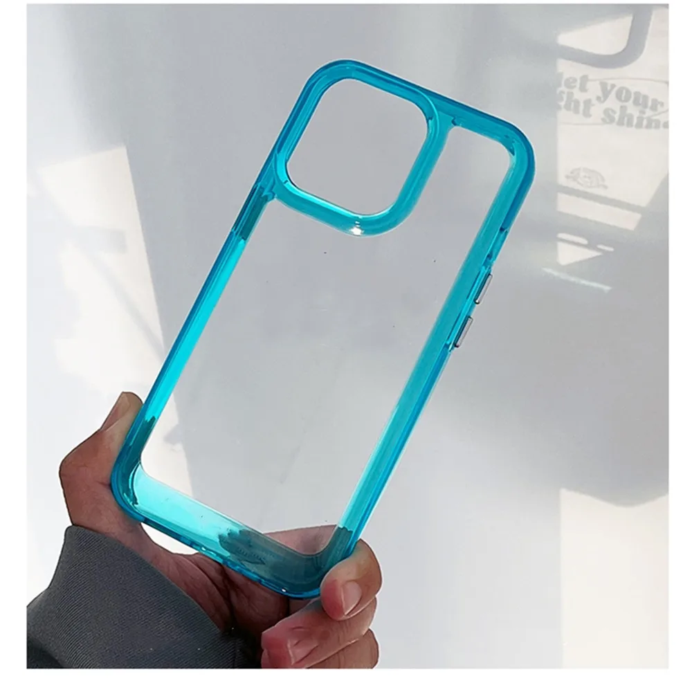 Transparent Shockproof Hard Acrylic Case For iPhone 14 13 12 Mini 11 Pro XS Max X XR 7 8 Plus Soft Silicone Bumper Clear Cover iphone 13 pro clear case