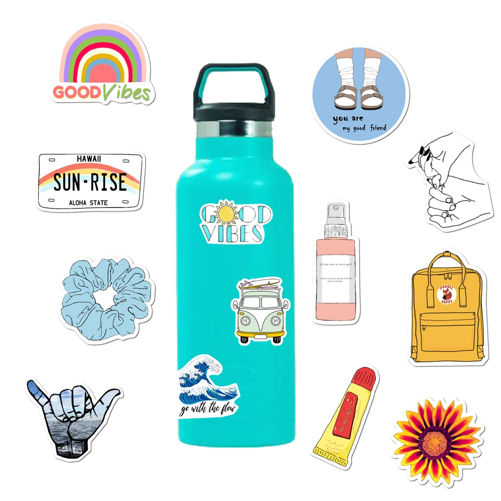 35 Vinyl Nature VSCO Girl Stickers for Water Bottles - Cute, Waterproof Aesthetic Stickers for Girls - Laptop, Phone, Car image 4