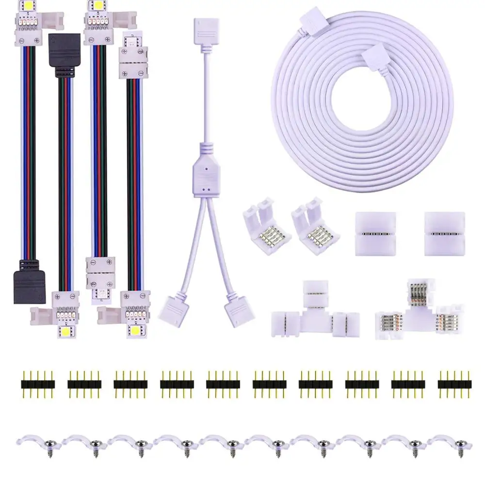 5 pin набор разъемов для светодиодной ленты-10 мм 5050 RGBW светодиодный комплект соединителей включает удлинитель 9,8 футов, прокладка для перемычки jk1155