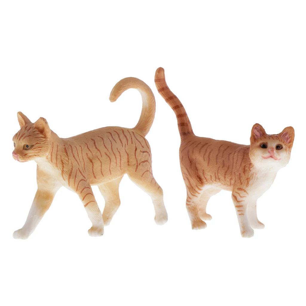 Cute Cat Figure Toys Realistic Cat Models Figurines Toys Decor Toy 2pcs/set