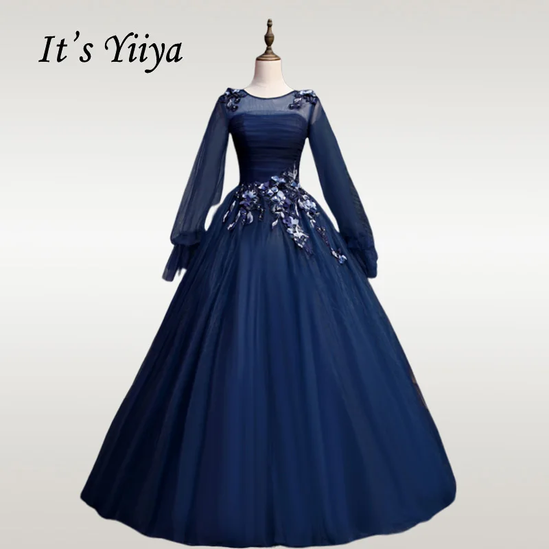 Это Yiya свадебное платье Элегантные аппликации О-образным вырезом длинный рукав, мусульманский свадебные платья плюс размер Robe De Mariee CH079