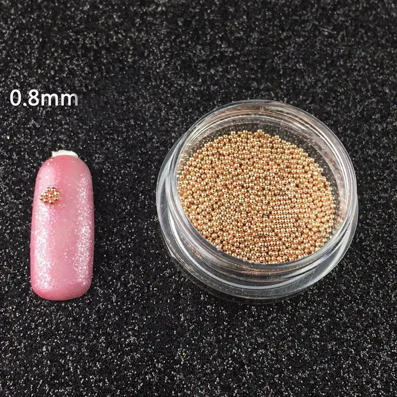 0.8mm 3d Metal Micro Beads Nail Rhinestone Small Beads Manicure 3D Nail Art Decoration In Wheel Accessories