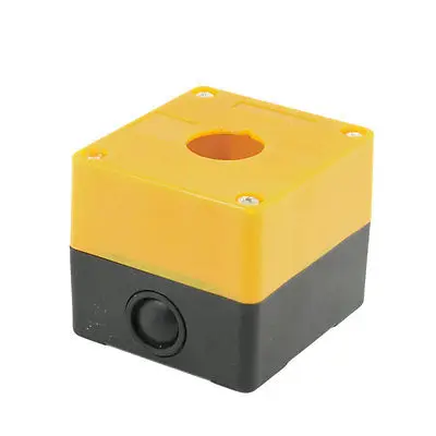 

25mm Dia Rectangle Push Button Control Station Switch Box Case Orange Black